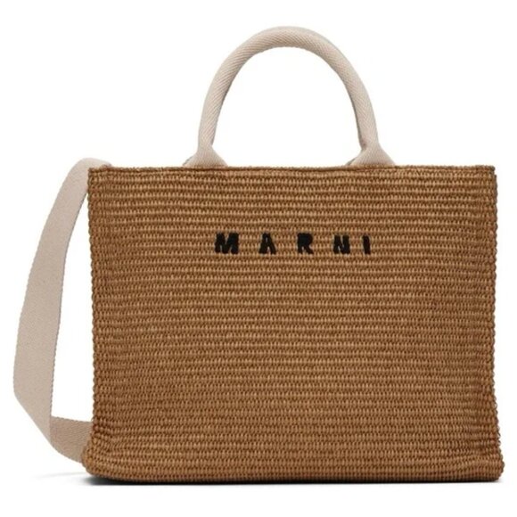 Marni Natural Color Raffia Effect Small Tote Bag - Picture 1 of 12